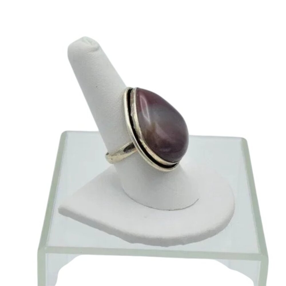 Vintage Sterling Silver & Hyacinth Jasper Ring Teardrop Purple - Picture 2 of 6